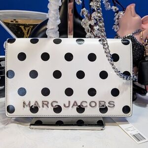 Marc Jacobs Party On A Chain -SPOTS - Flap Bag In White W/Black, ++MJ Bracelet🔥